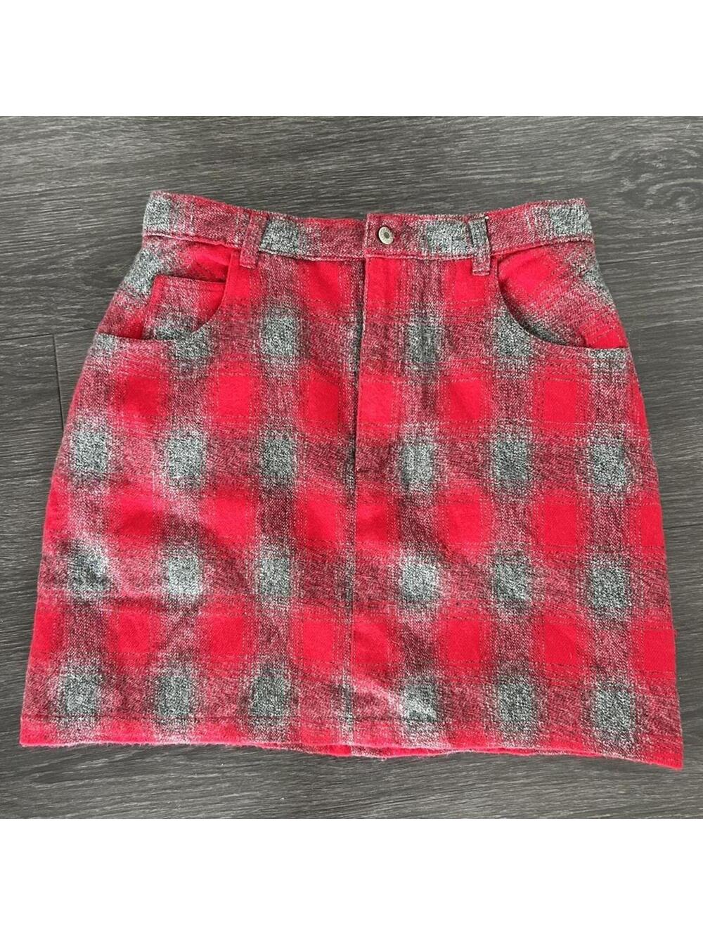 Stefano Basics red plaid mini skirt with pockets